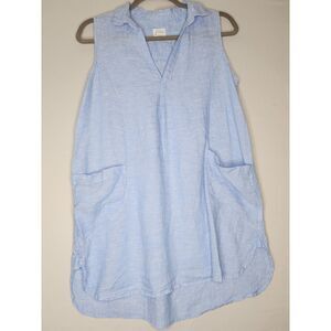 Sigrid Olsen Sleeveless Linen Dress size Small‎ Light Blue Front Pockets